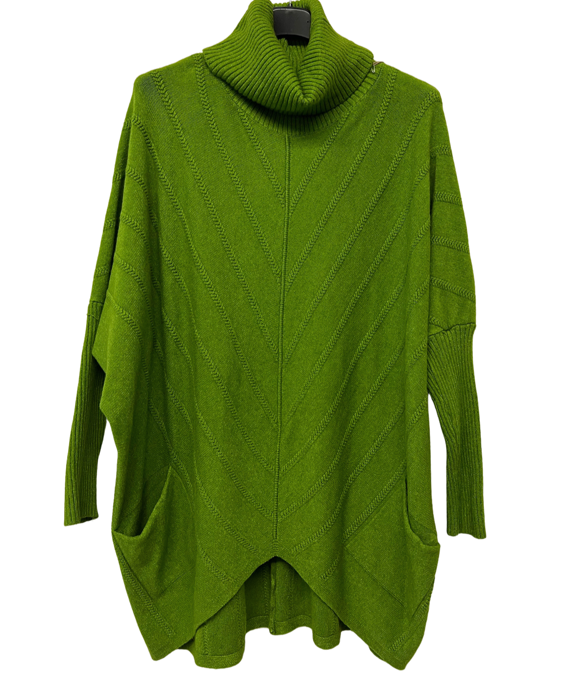 Cowl Neck V Shape Design Pocket Jumper In Lime