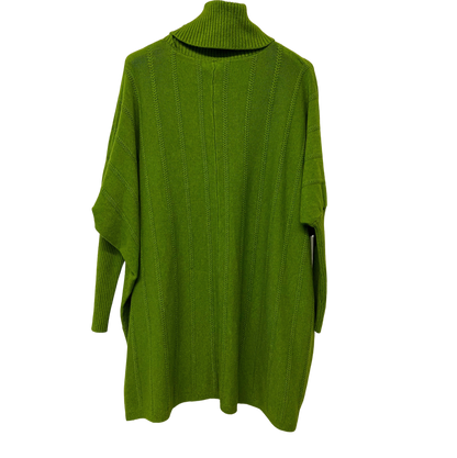 Cowl Neck V Shape Design Pocket Jumper In Lime