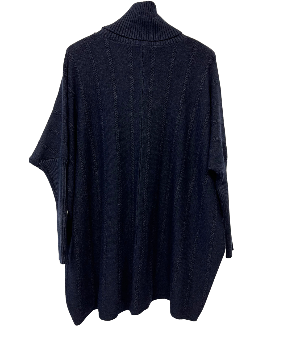 Cowl Neck V Shape Design Pocket Jumper In Navy