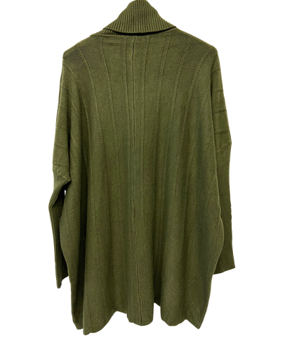 Cowl Neck V Shape Design Pocket Jumper In Khaki