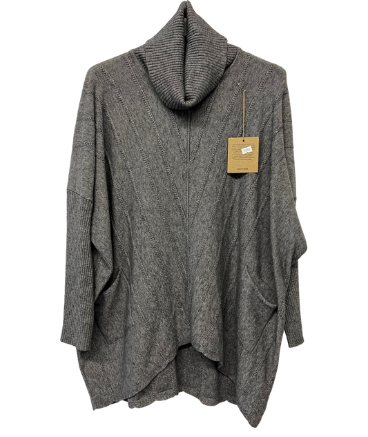 Cowl Neck V Shape Design Pocket Jumper In Grey