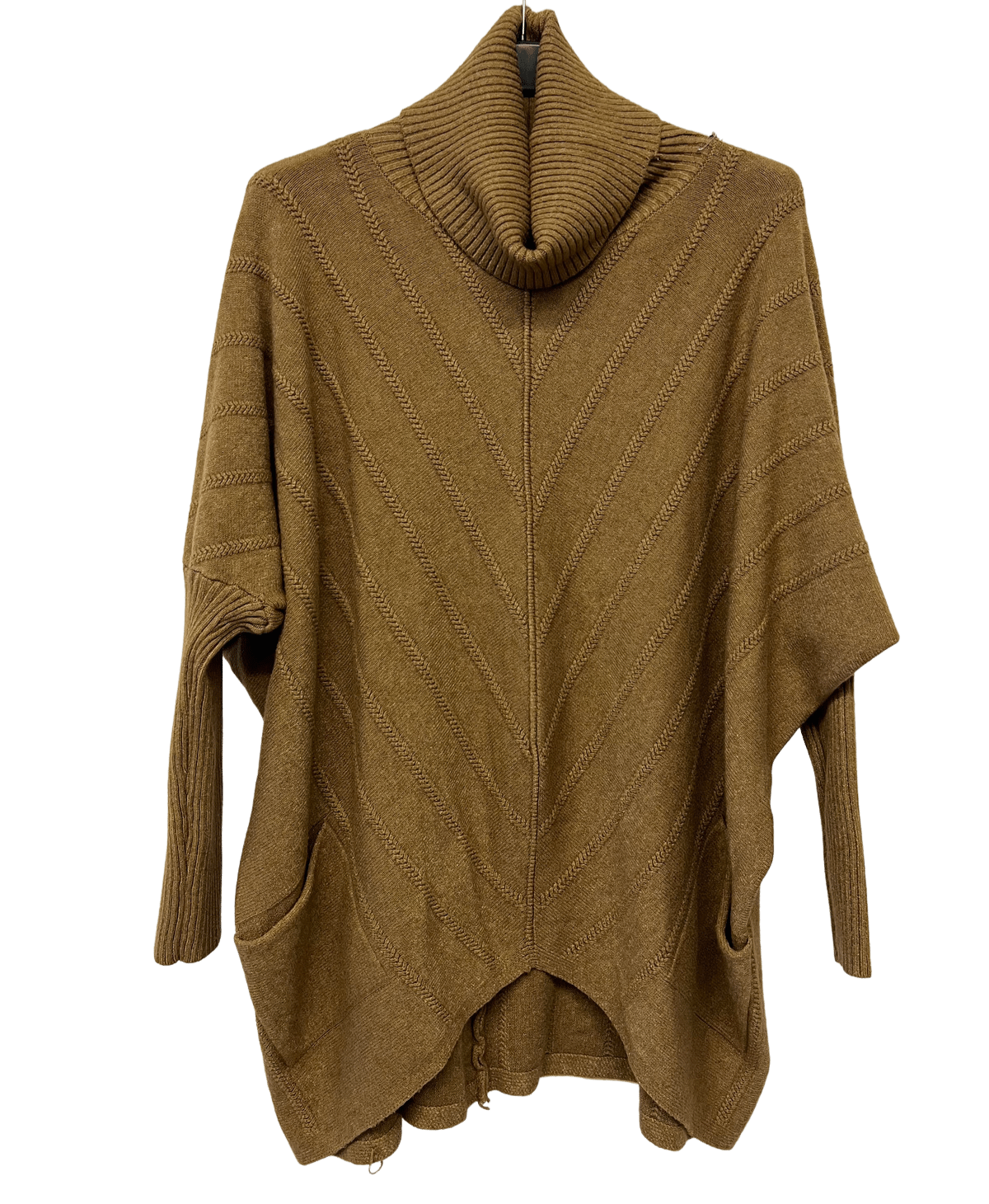 Cowl Neck V Shape Design Pocket Jumper In Camel