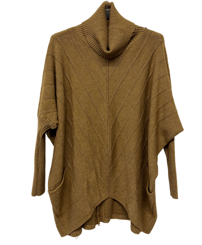 Cowl Neck V Shape Design Pocket Jumper In Camel