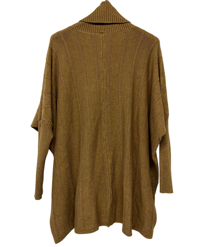 Cowl Neck V Shape Design Pocket Jumper In Camel