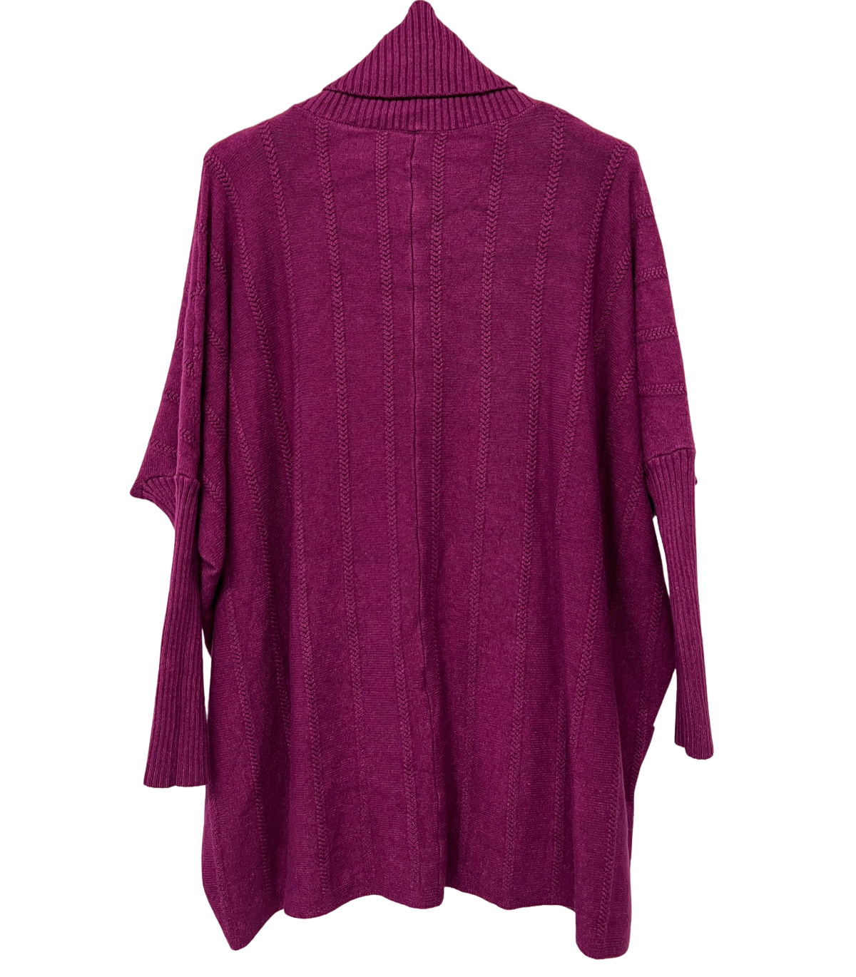 Cowl Neck V Shape Design Pocket Jumper In Magenta