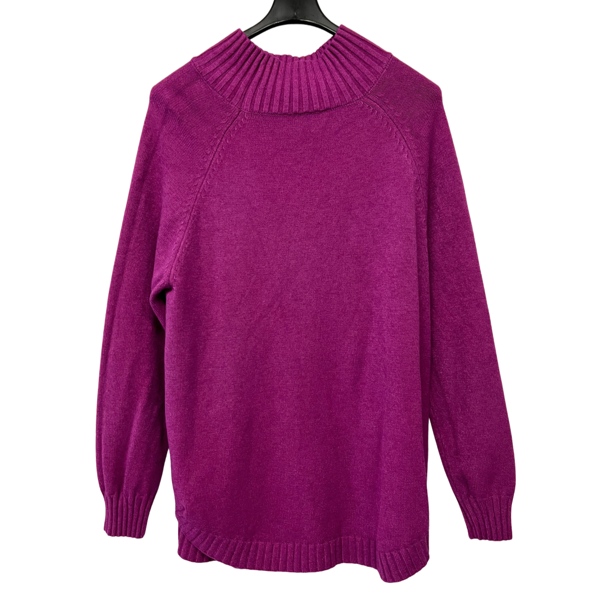 Soft Knitted Ribbed High Neck Cable Design Jumper In Magenta