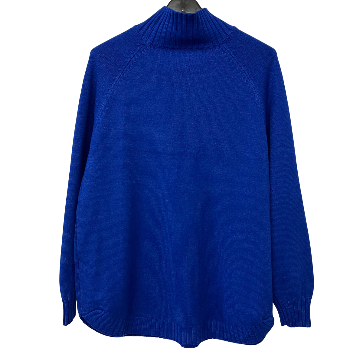 Soft Knitted Ribbed High Neck Cable Design Jumper In Royal Blue