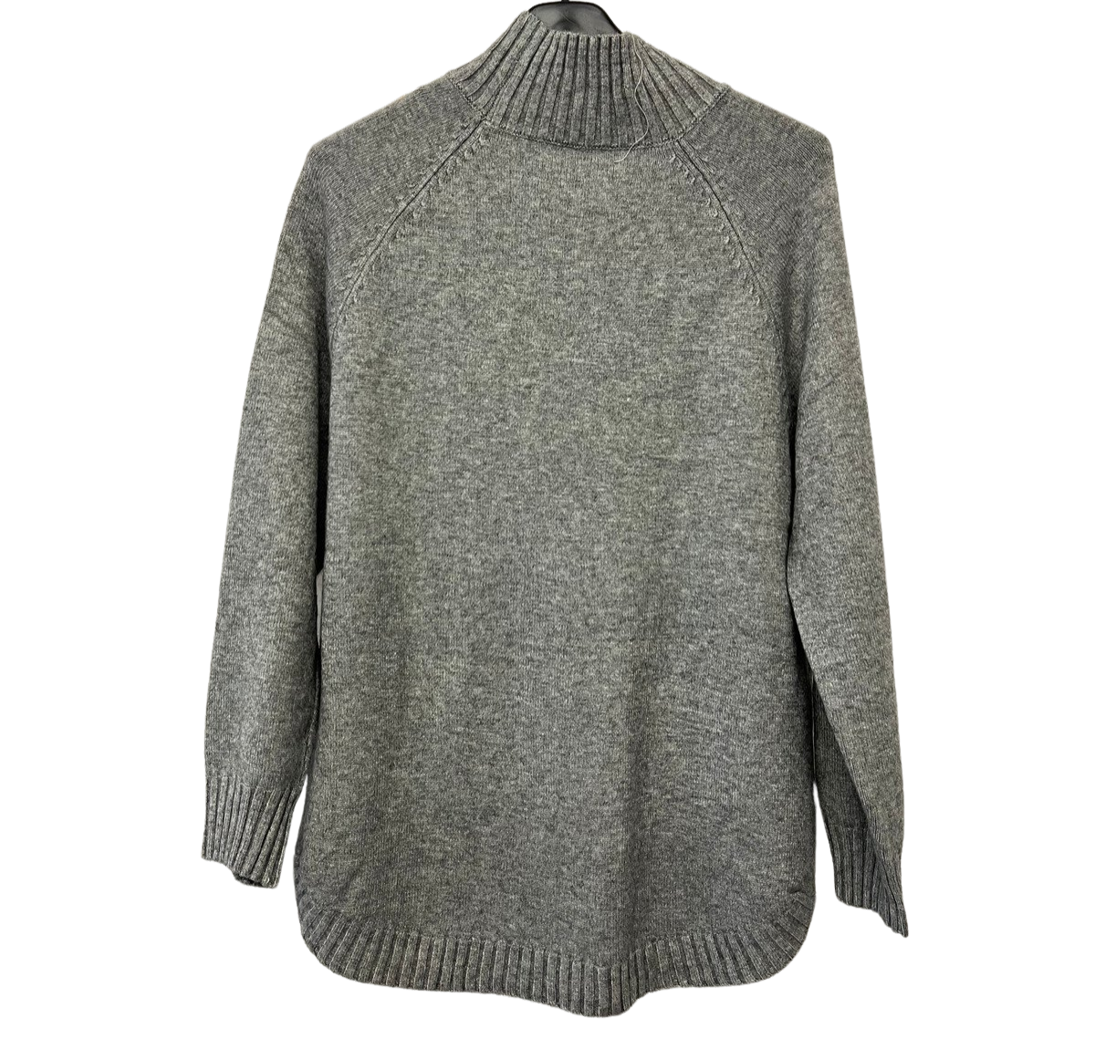 Soft Knitted Ribbed High Neck Cable Design Jumper In Grey