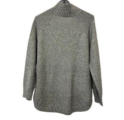 Soft Knitted Ribbed High Neck Cable Design Jumper In Grey