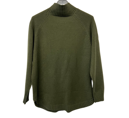 Soft Knitted Ribbed High Neck Cable Design Jumper In Khaki