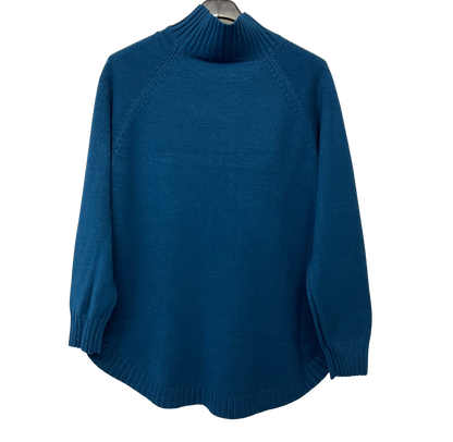 Soft Knitted Ribbed High Neck Cable Design Jumper In Teal