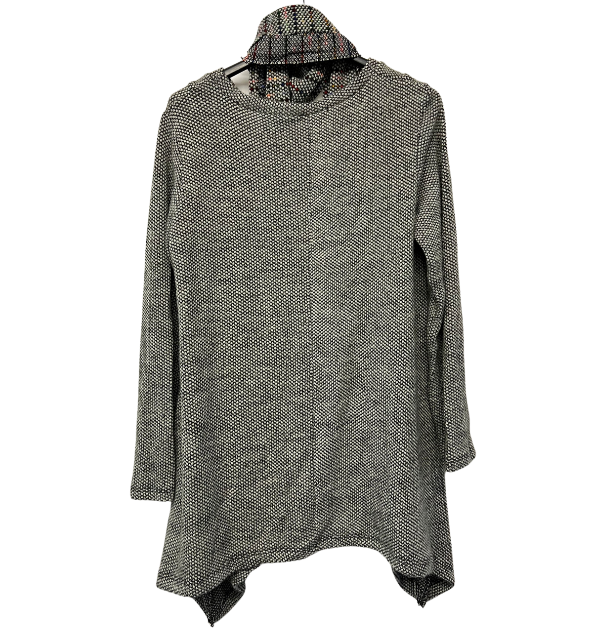 Knitted Tunic Long Top with Matching Scarf and 2 Pockets In Light Grey