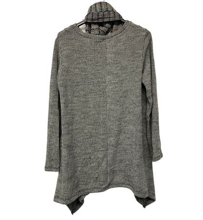 Knitted Tunic Long Top with Matching Scarf and 2 Pockets In Light Grey