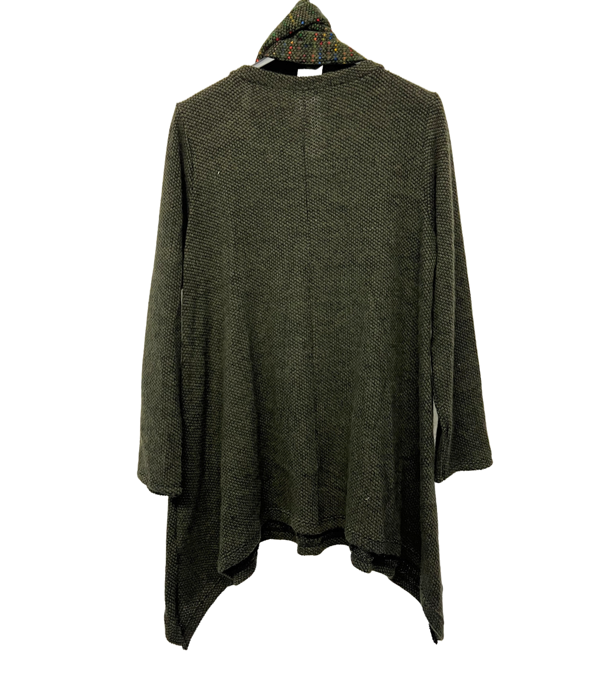 Knitted Tunic Long Top with Matching Scarf and 2 Pockets In Khaki