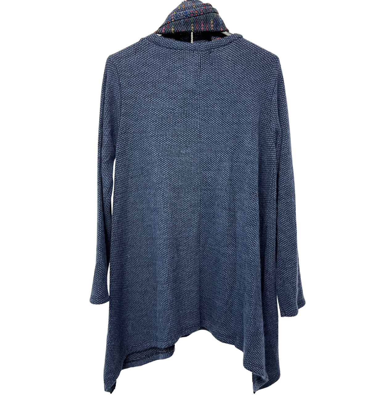 Knitted Tunic Long Top with Matching Scarf and 2 Pockets In Denim