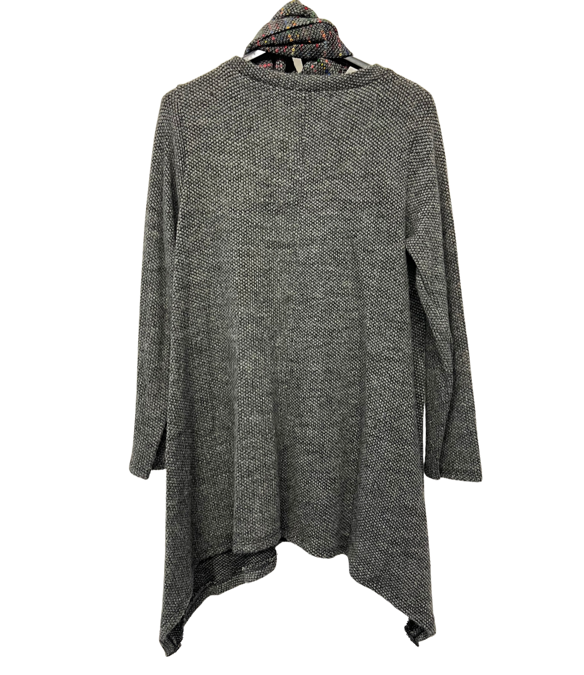 Knitted Tunic Long Top with Matching Scarf and 2 Pockets In Charcoal