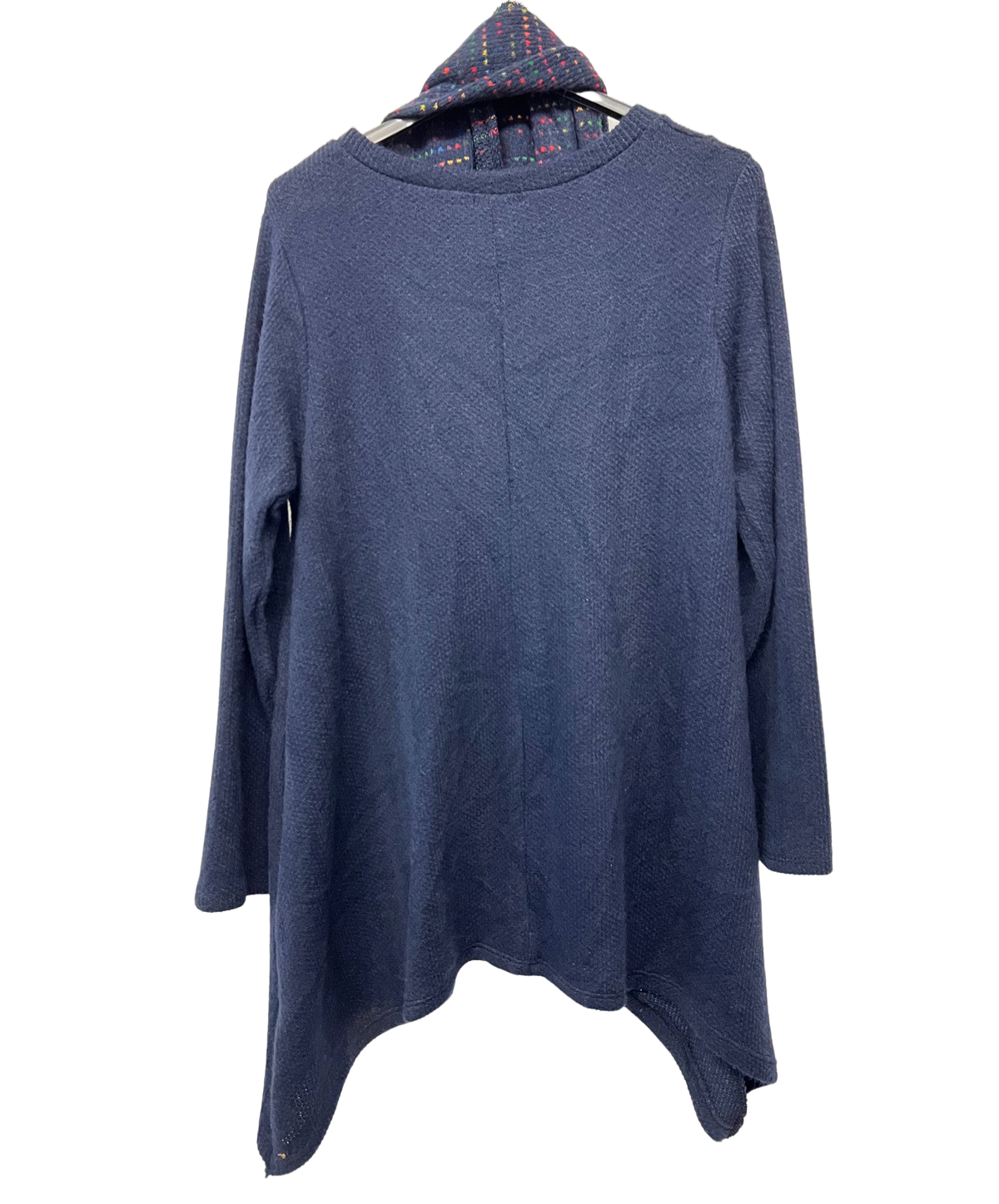 Knitted Tunic Long Top with Matching Scarf and 2 Pockets In Navy