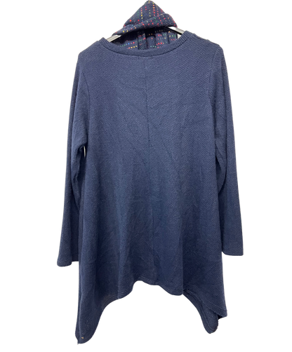 Knitted Tunic Long Top with Matching Scarf and 2 Pockets In Navy