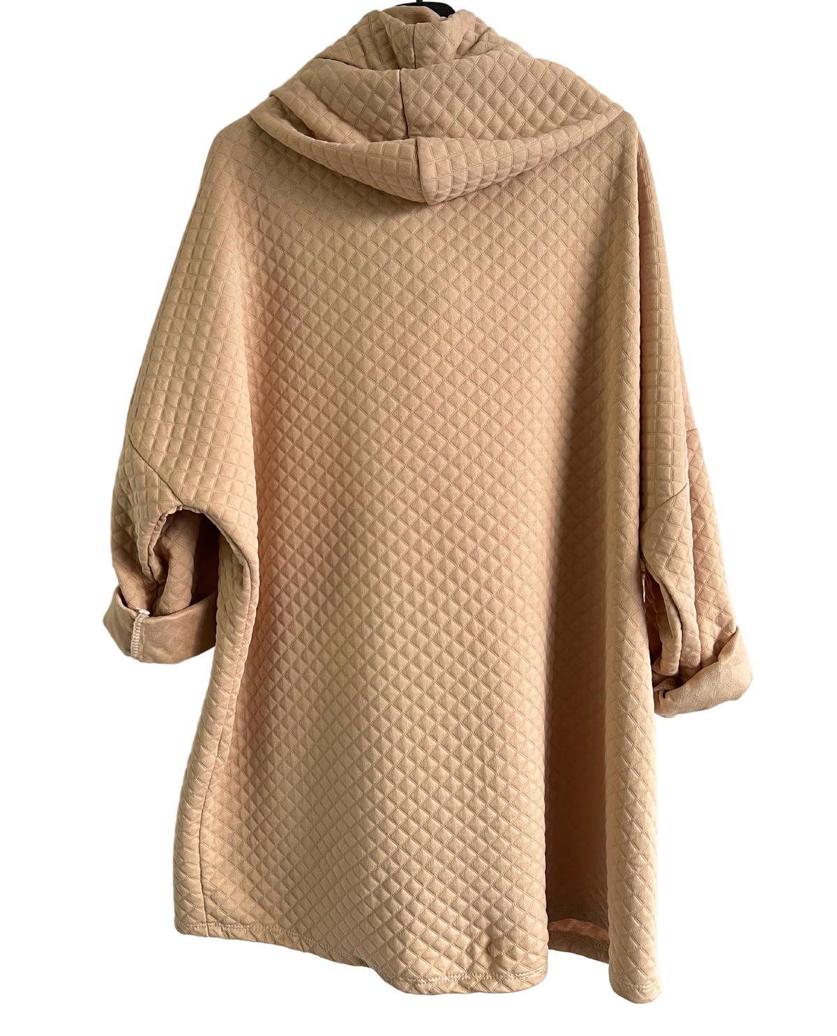 Lightweight Quilted Look Hoodie In Beige