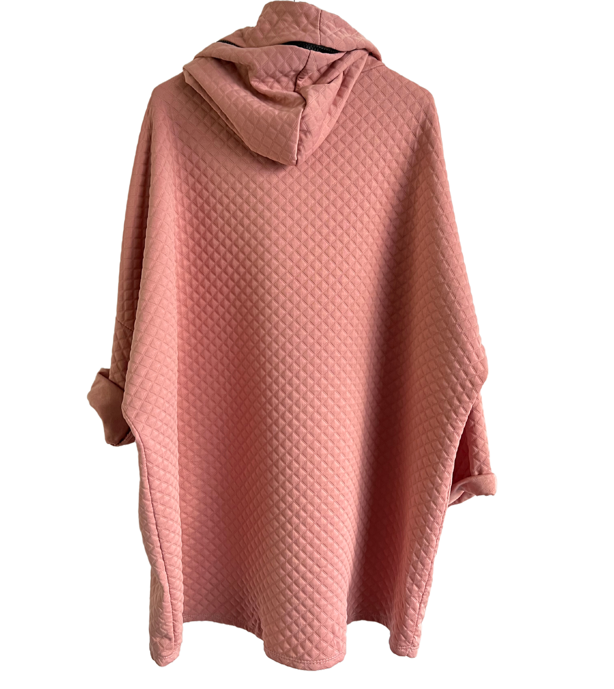 Lightweight Quilted Look Hoodie In Pale Pink