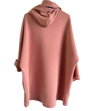 Lightweight Quilted Look Hoodie In Pale Pink