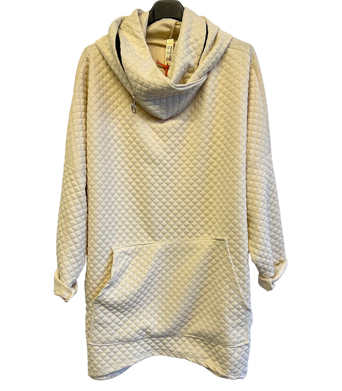 Lightweight Quilted Look Hoodie In Cream