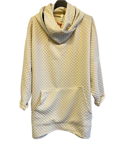 Lightweight Quilted Look Hoodie In Cream