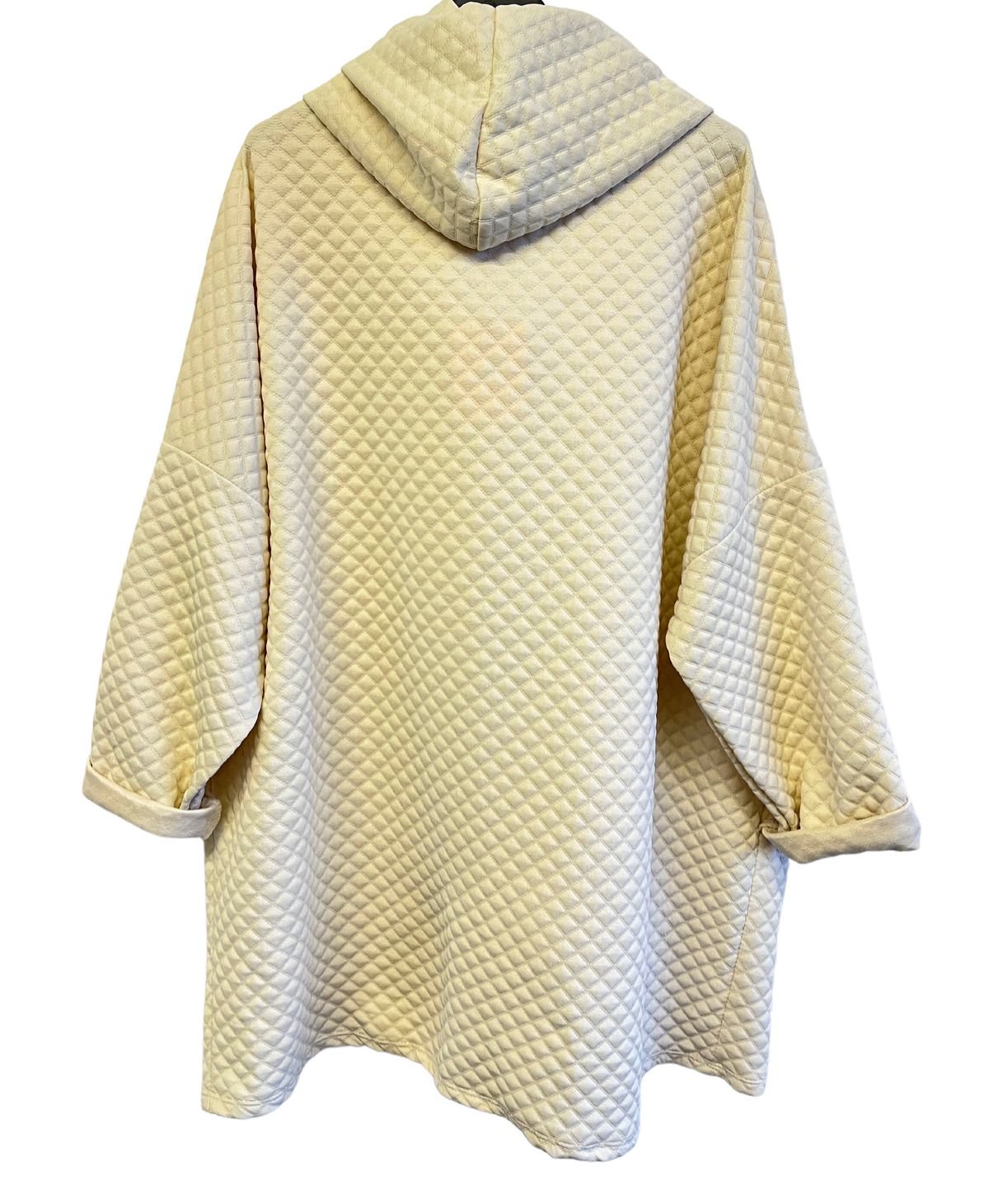 Lightweight Quilted Look Hoodie In Cream