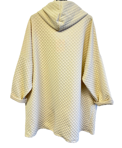 Lightweight Quilted Look Hoodie In Cream