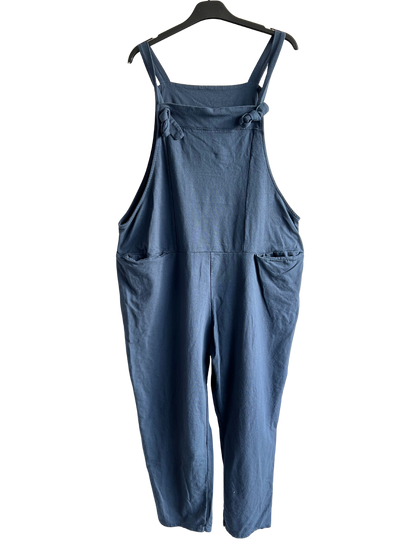 Knot Design 2 Pocket Plain Dungarees In Denim