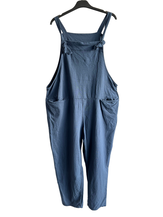 Knot Design 2 Pocket Plain Dungarees In Denim