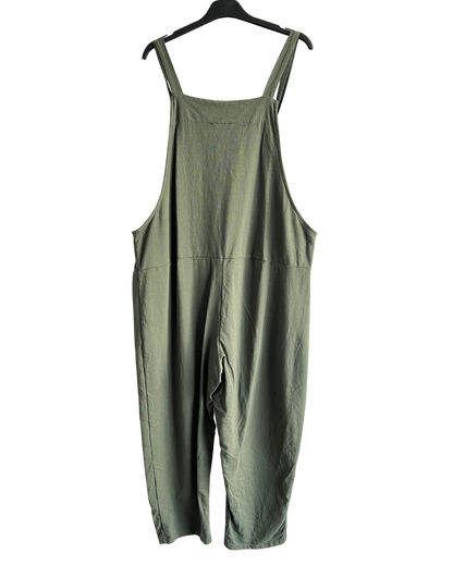 Knot Design 2 Pocket Plain Dungarees In Khaki