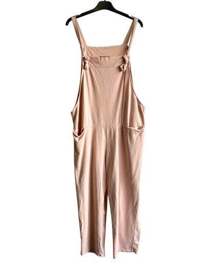 Knot Design 2 Pocket Plain Dungarees In Pink