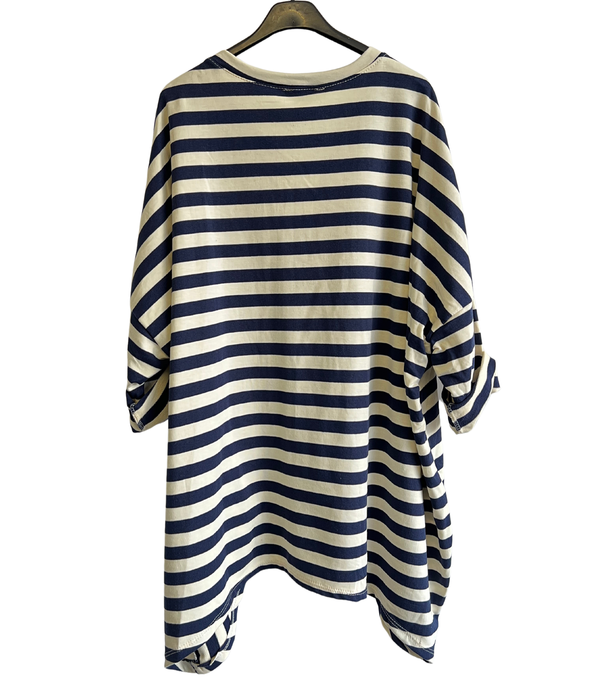 Oversize Quirky Boxy Stripe Top In Navy