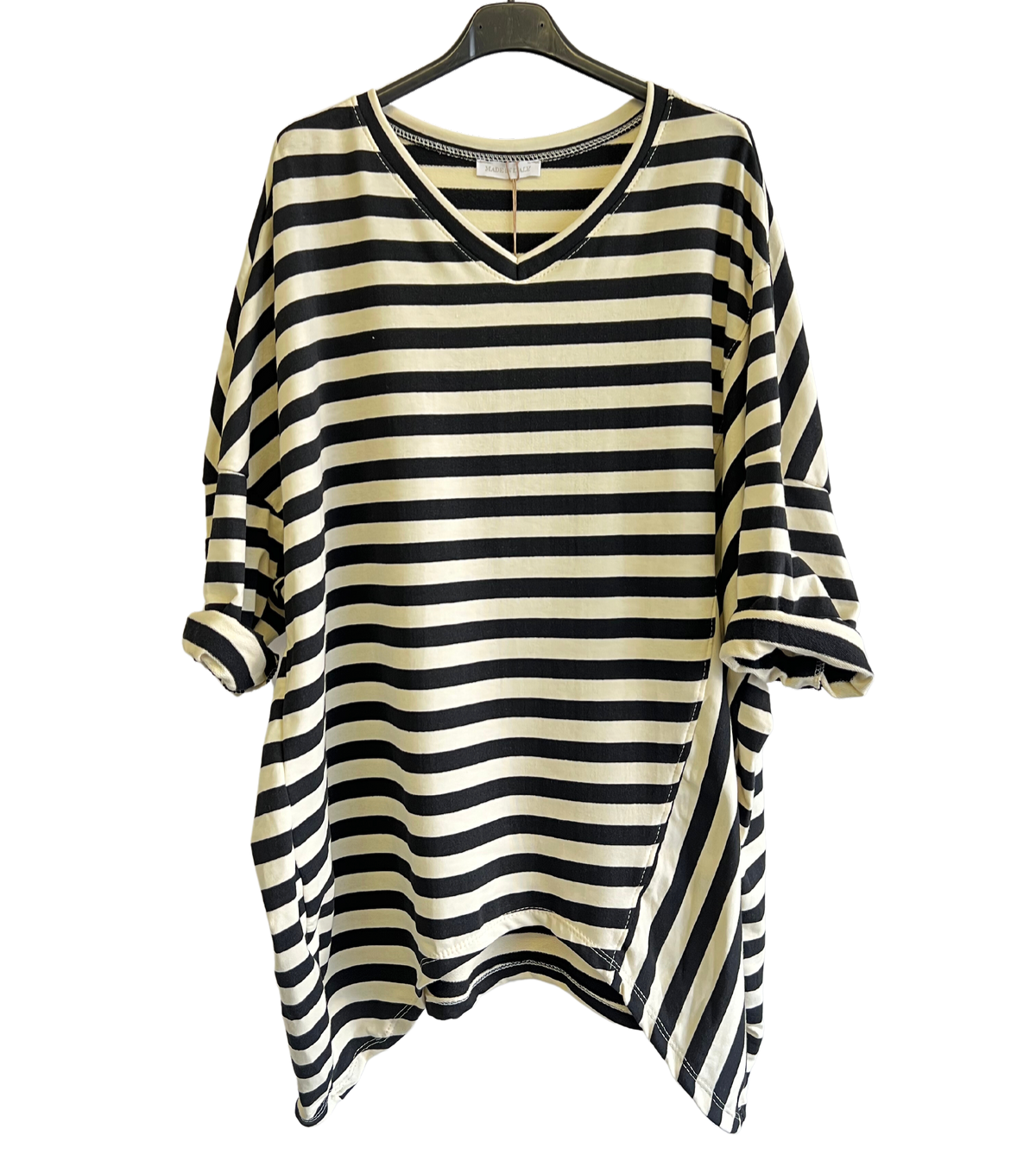 Oversize Quirky Boxy Stripe Top In Black