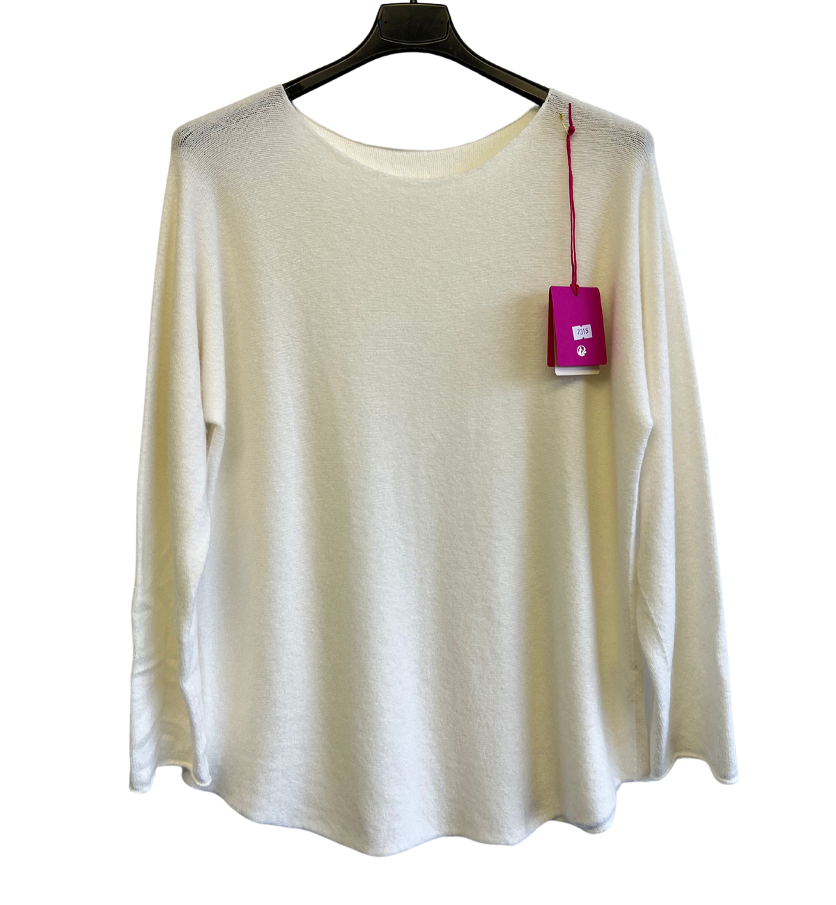 Soft Knit Curved Hem Round Neck Jumper In Off White Cream