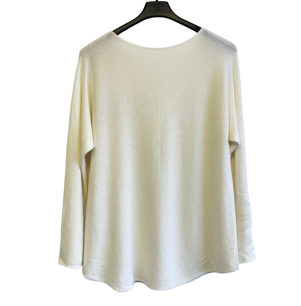 Soft Knit Curved Hem Round Neck Jumper In Off White Cream