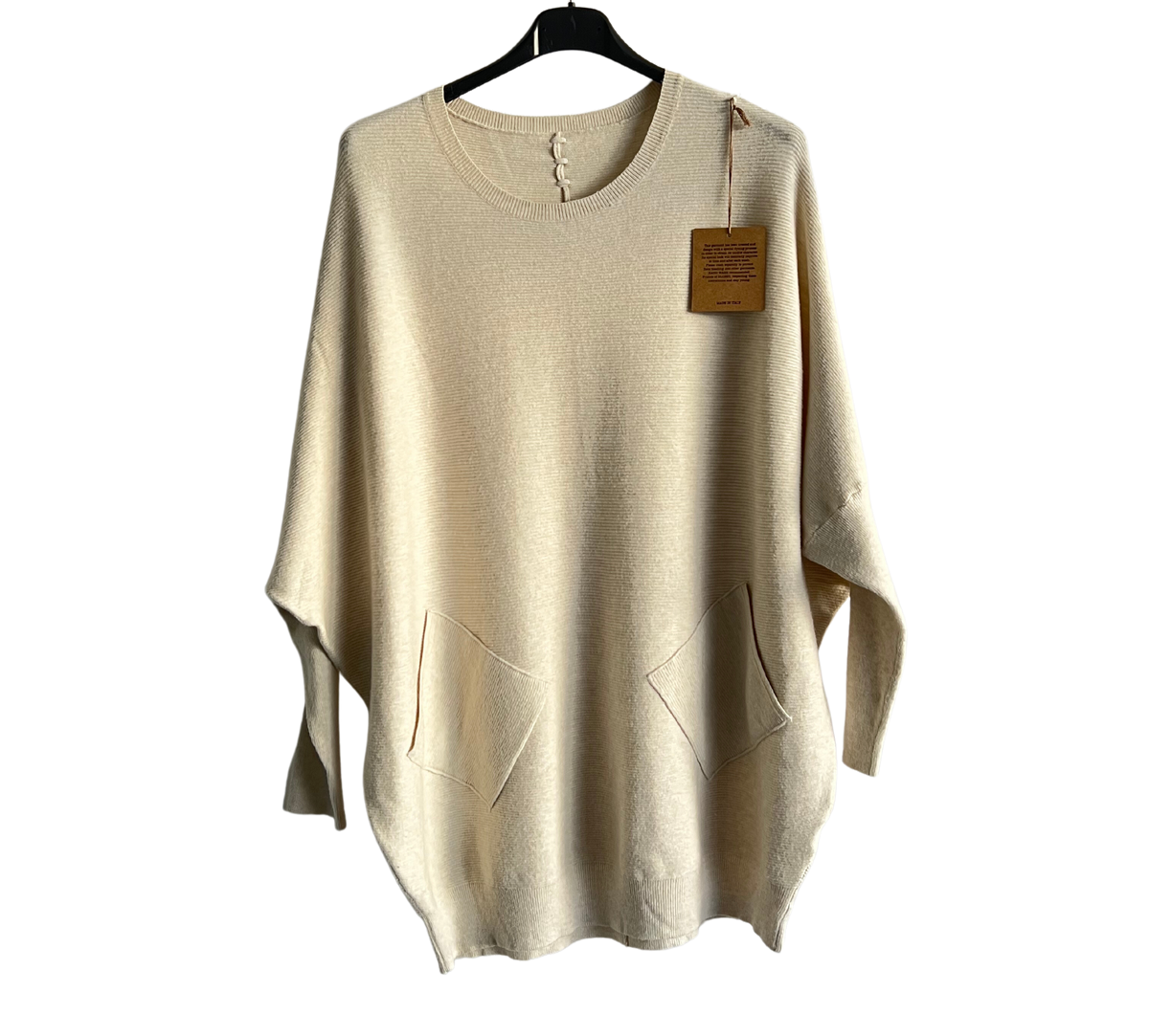 Plait Back Design 2 Pocket Jumper In Beige