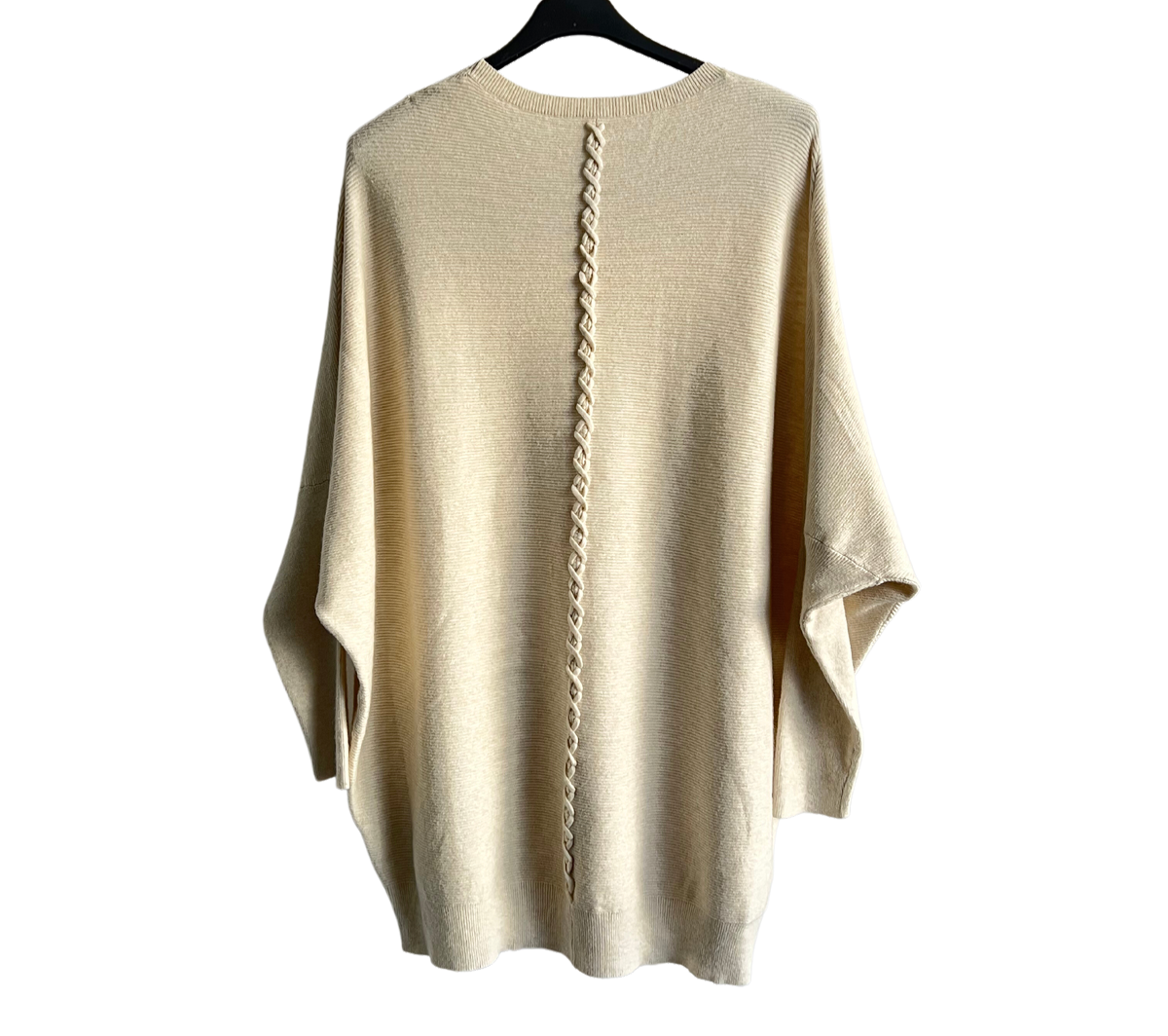 Plait Back Design 2 Pocket Jumper In Beige