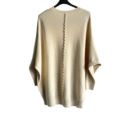 Plait Back Design 2 Pocket Jumper In Beige