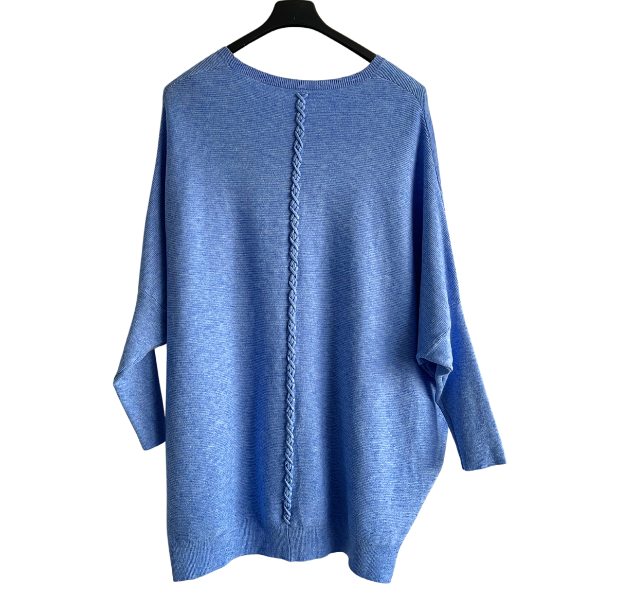 Plait Back Design 2 Pocket Jumper In Blue