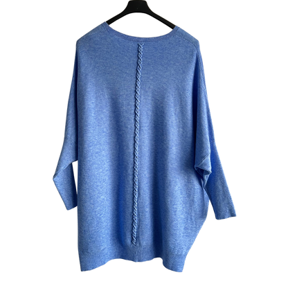 Plait Back Design 2 Pocket Jumper In Blue