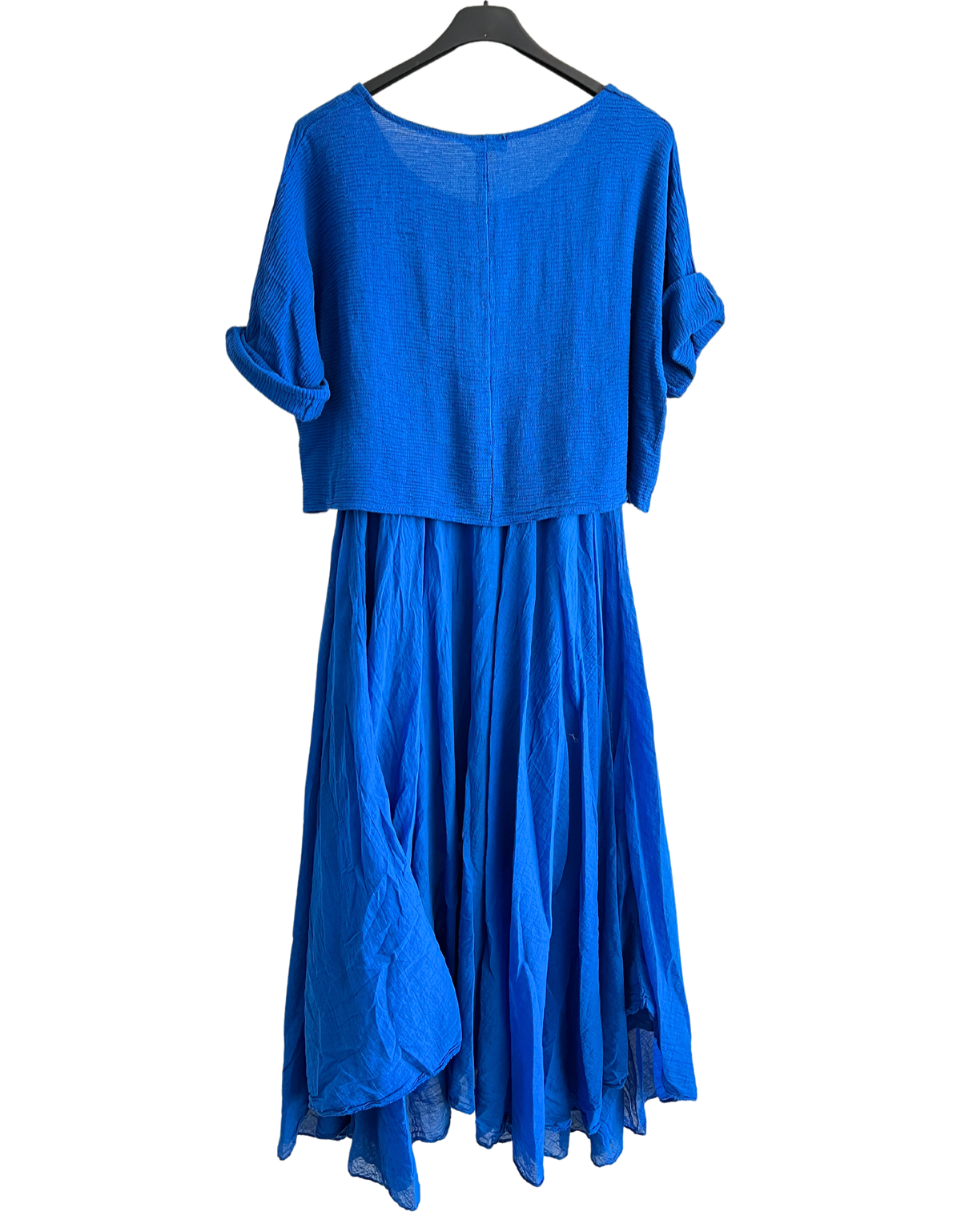 2 Piece Set Lightweight Maxi Dress with Over Crop Top In Royal Blue