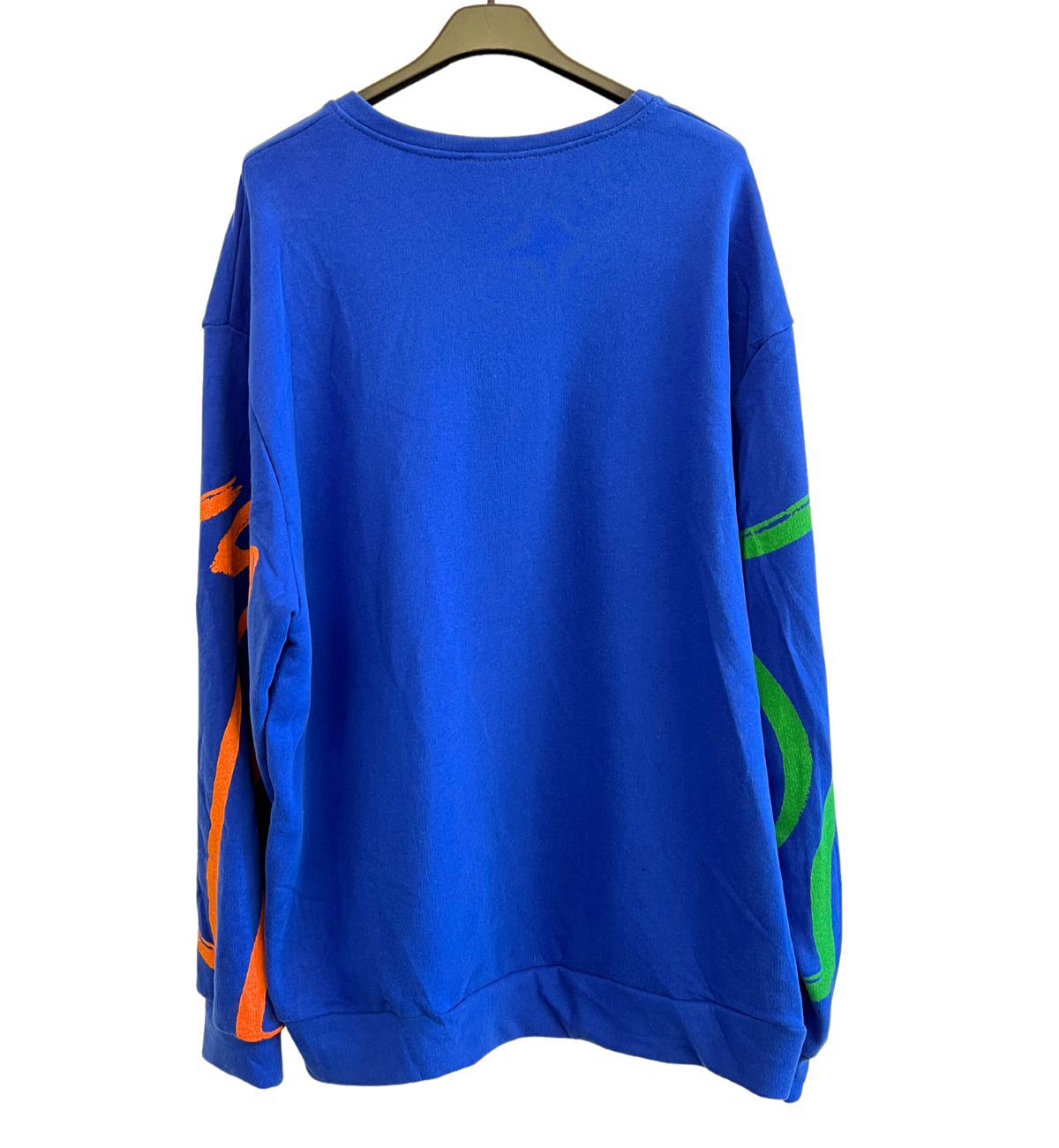 Paint Brush Print Pullover Casual Sweatshirt In Royal Blue