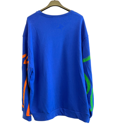 Paint Brush Print Pullover Casual Sweatshirt In Royal Blue