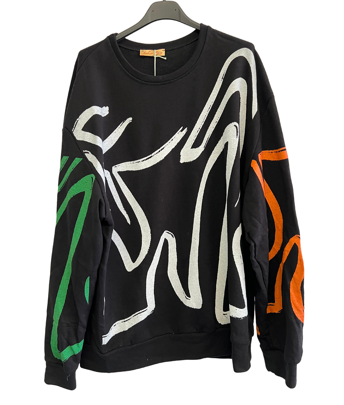 Paint Brush Print Pullover Casual Sweatshirt In Black