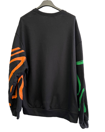 Paint Brush Print Pullover Casual Sweatshirt In Black