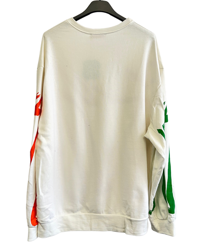 Paint Brush Print Pullover Casual Sweatshirt In White