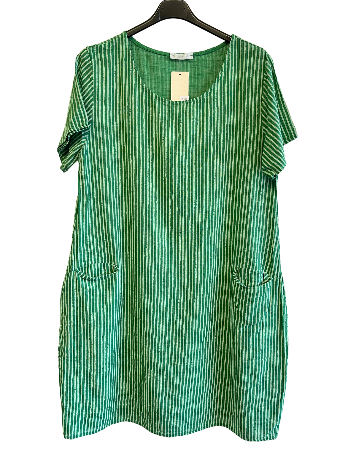 Short Sleeved Long Striped Dress In Gucci Green