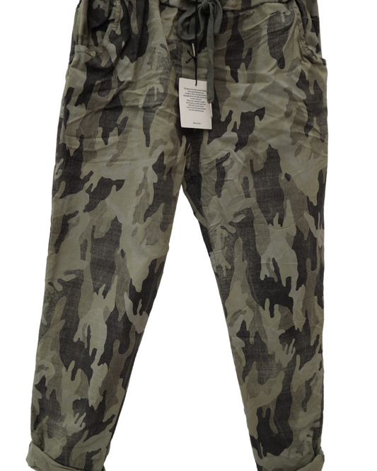 Camouflage Print Stretchy Magic Trousers